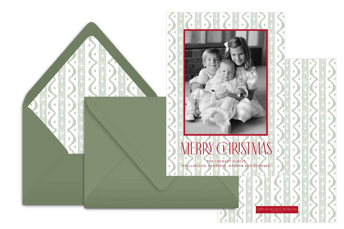 Premium Collection Merry Christmas Ikat Stripe Card