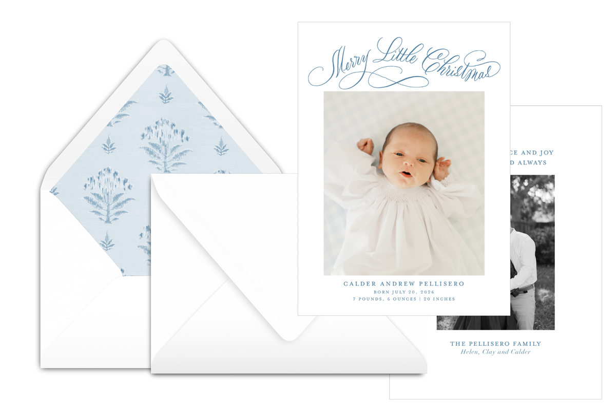 Premium Collection Merry Little Christmas Birth Announcement Card