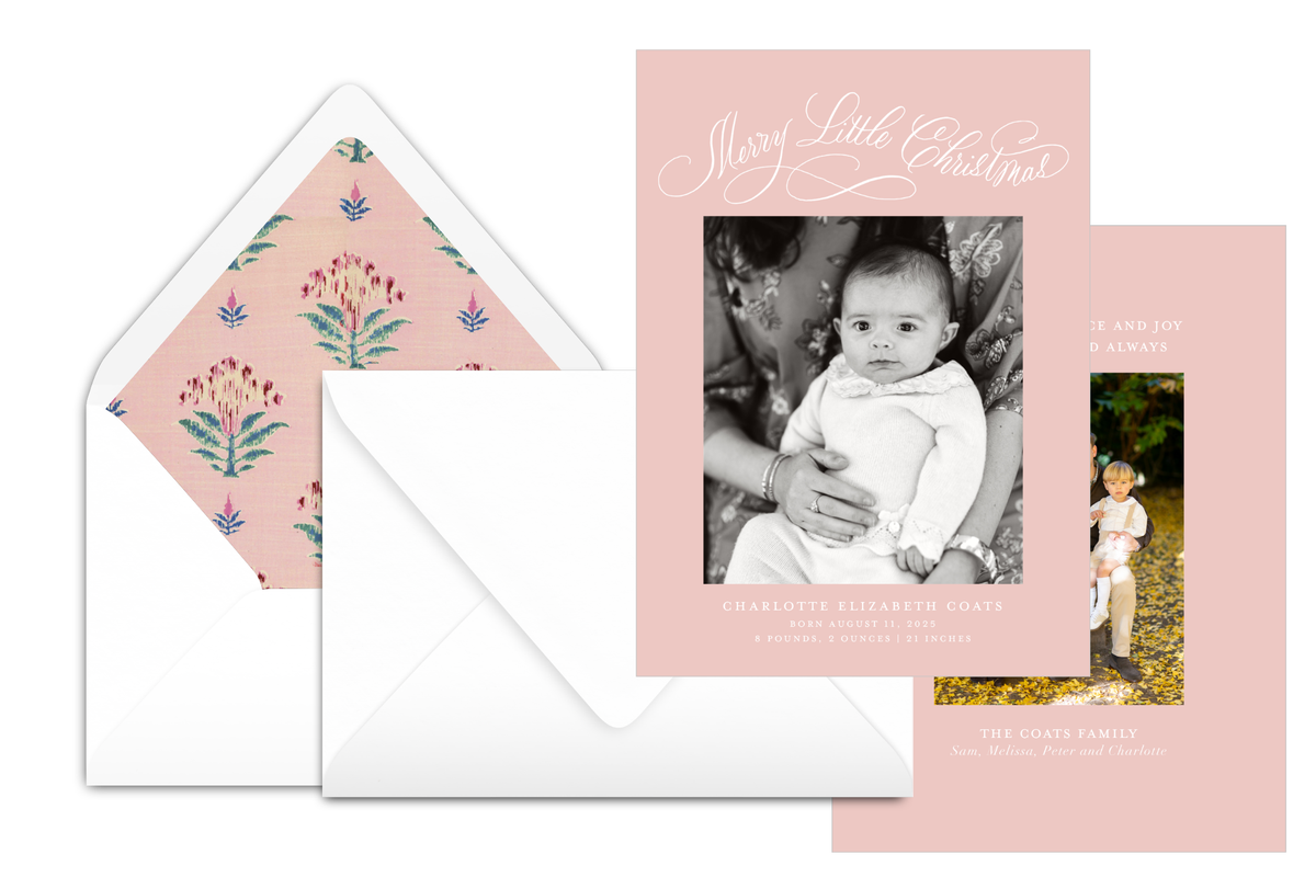 Premium Collection Merry Little Christmas Birth Announcement Card