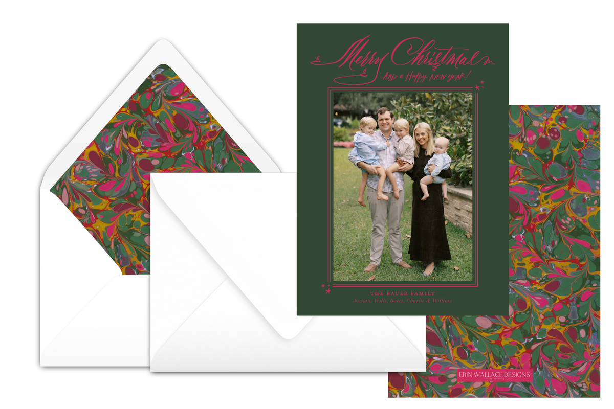 Premium Collection Gemstone Marble Merry Christmas Card