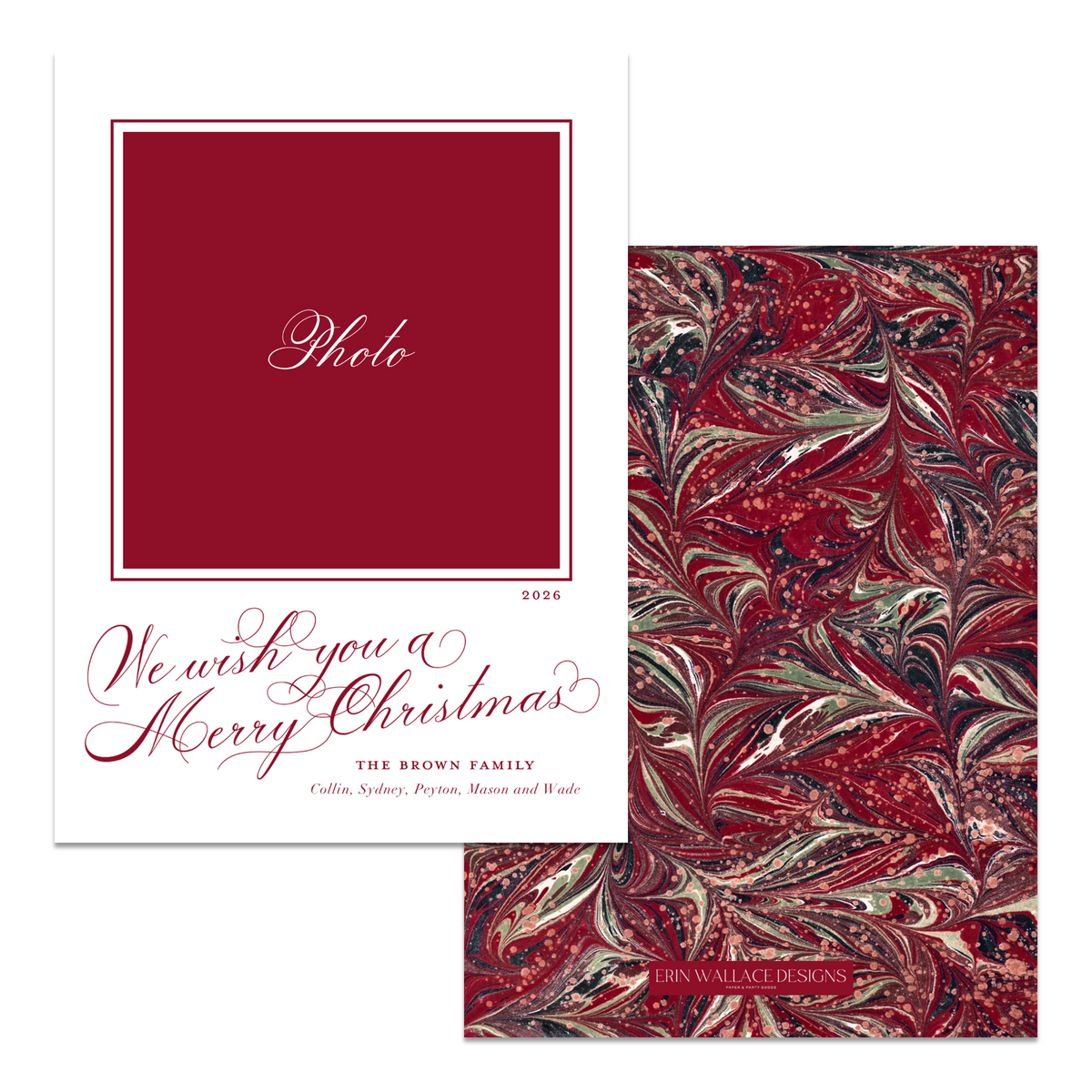 We Wish You a Merry Christmas Marble Photo Mount Card