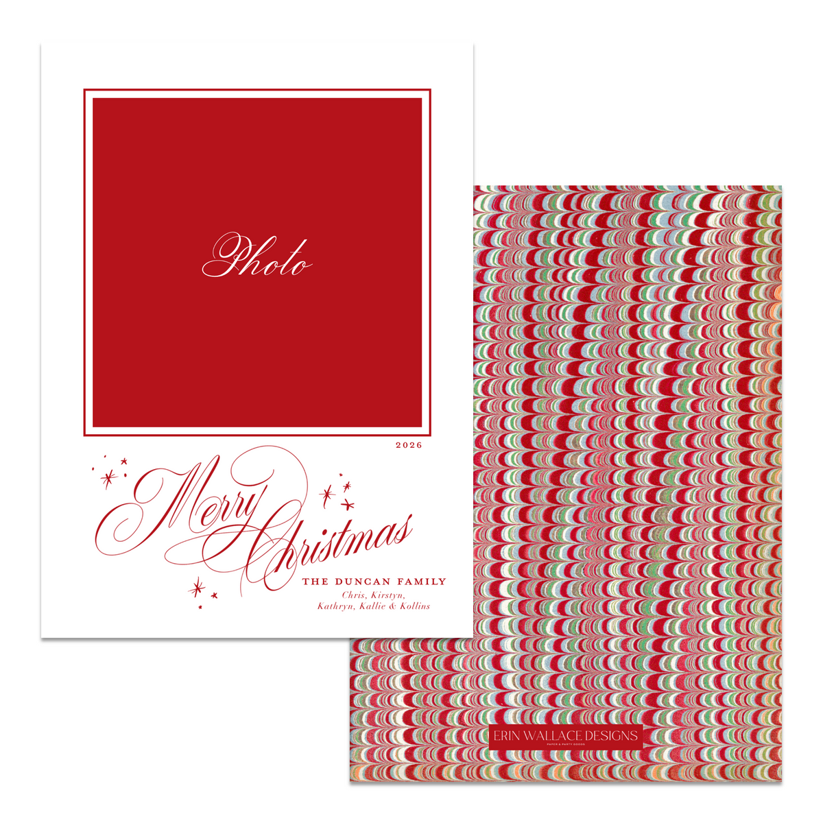 Merry Christmas Flourish + Marble Photo Mount Card