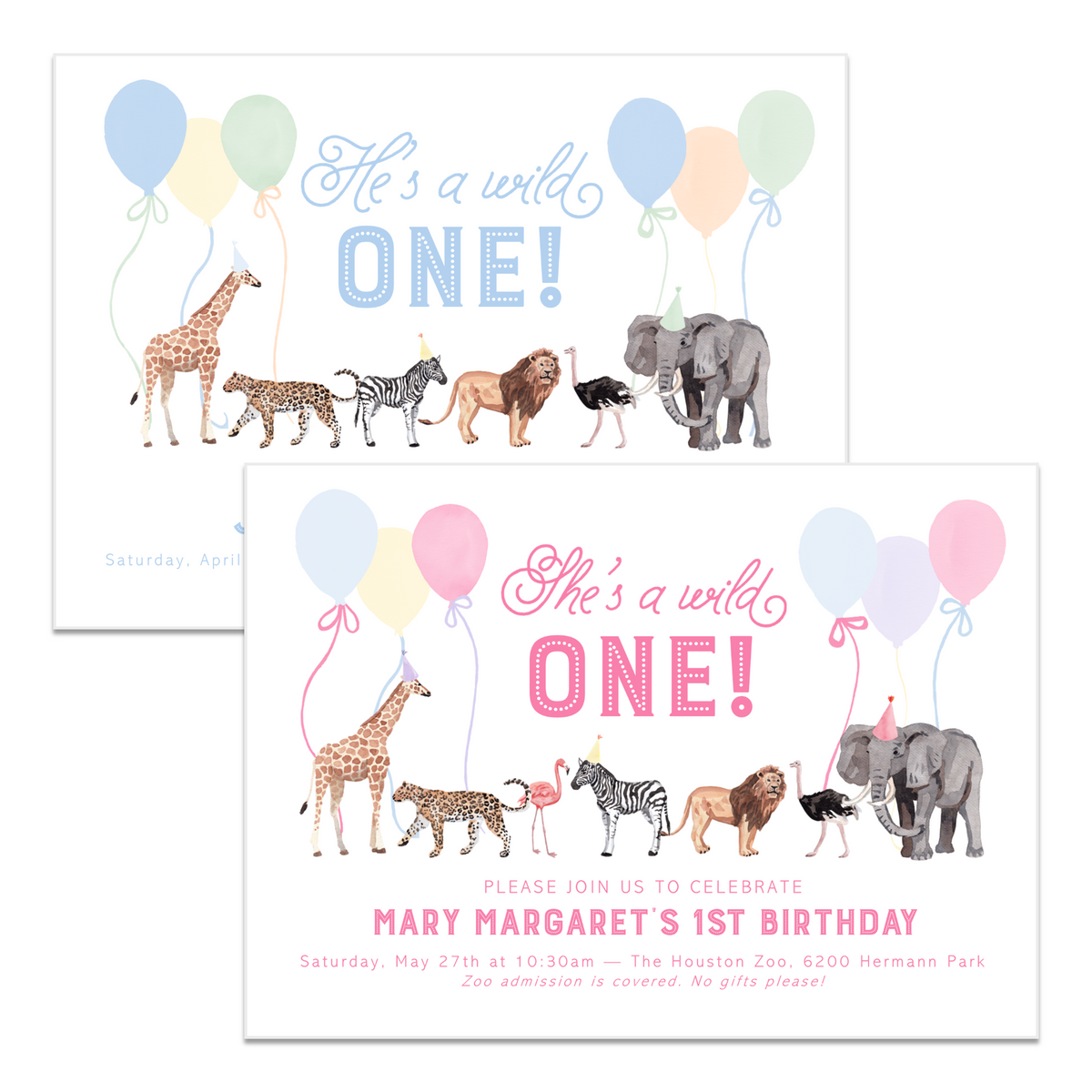 Party Animals Birthday Invitations