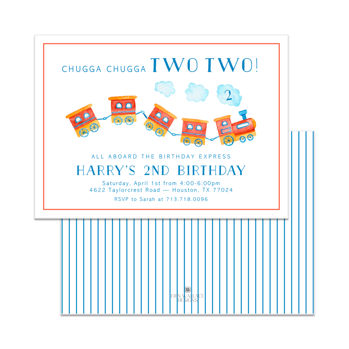 Chugga Chugga Train Birthday Invitations