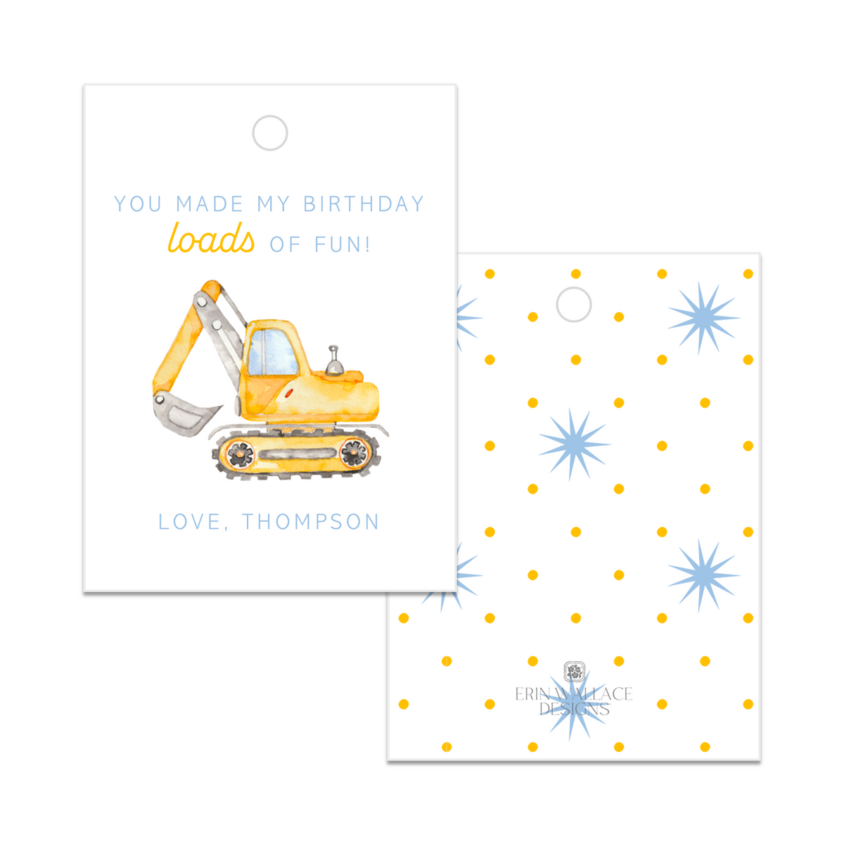 Excavator Construction Birthday Invitations