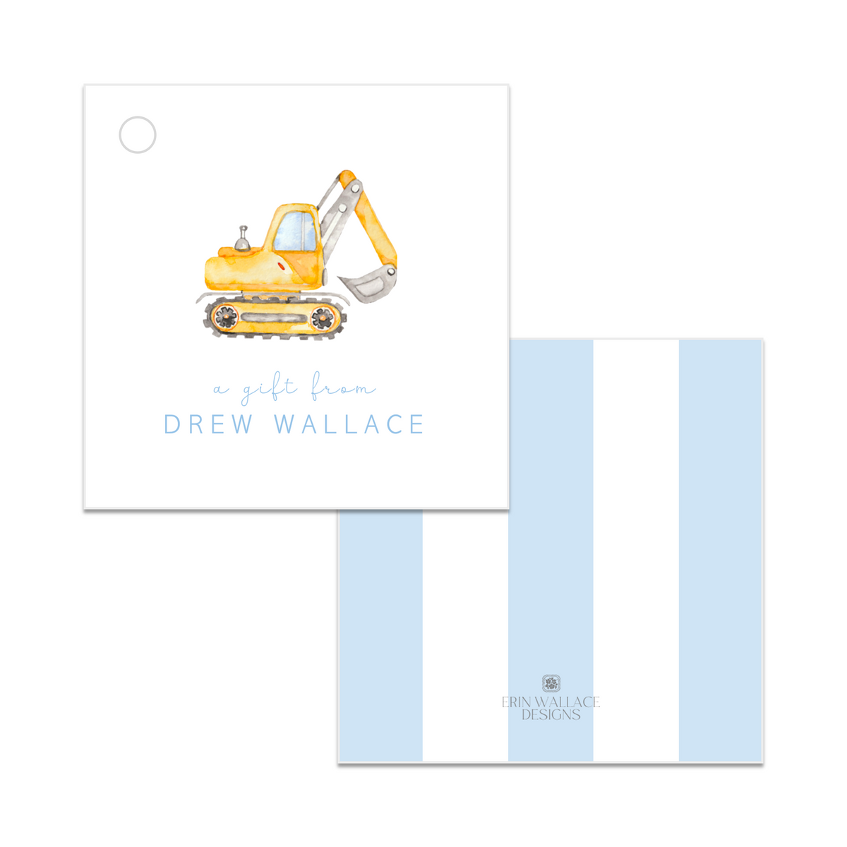 Boys Excavator Enclosure Cards or Gift Tags