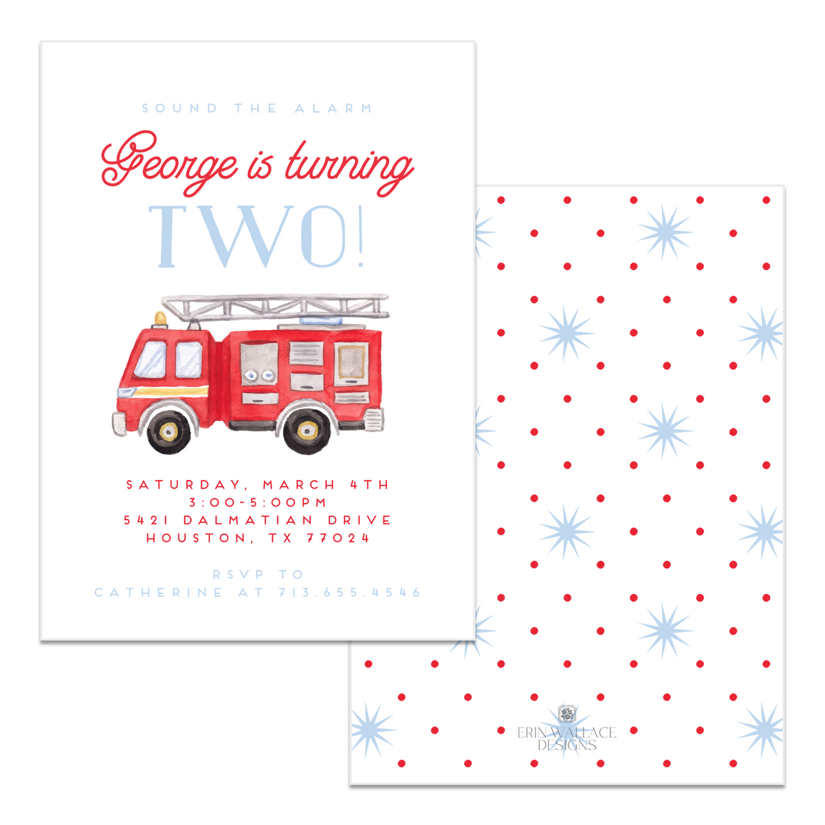 Fire Truck Birthday Invitations