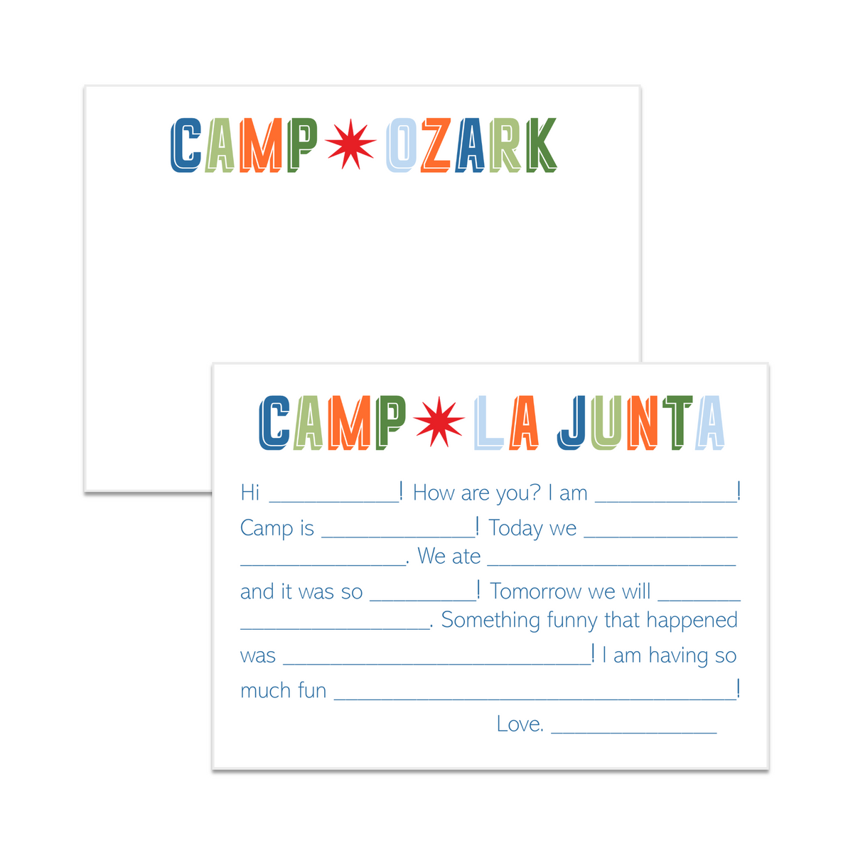 Boys Multicolor Camp Note Cards