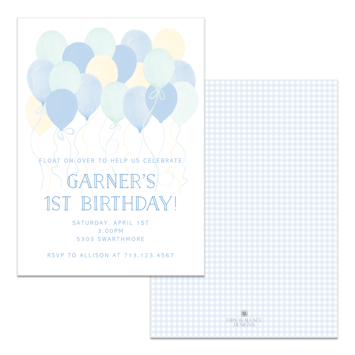 Pastel Balloons Birthday Invitations