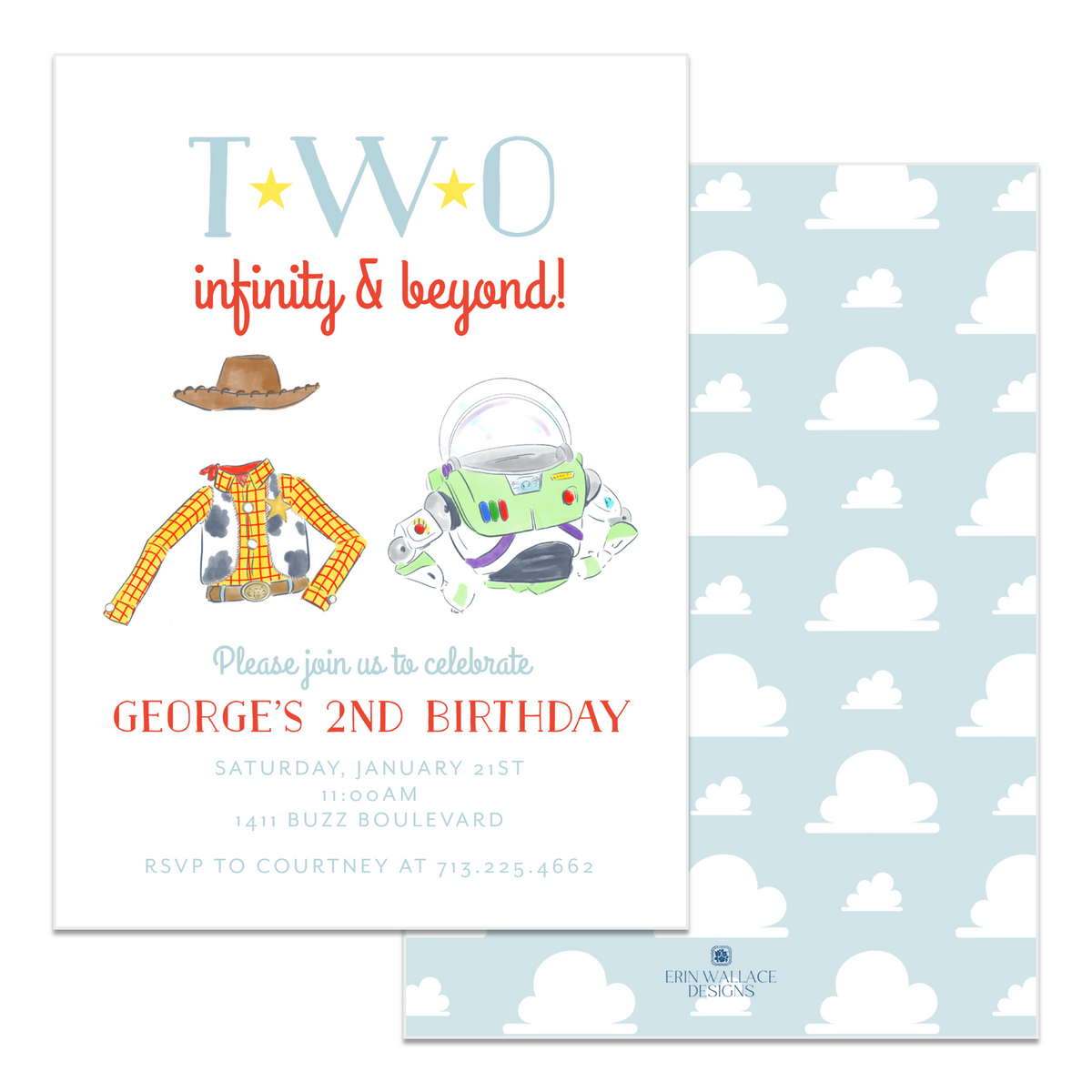 Reach Four The Sky Birthday Invitations