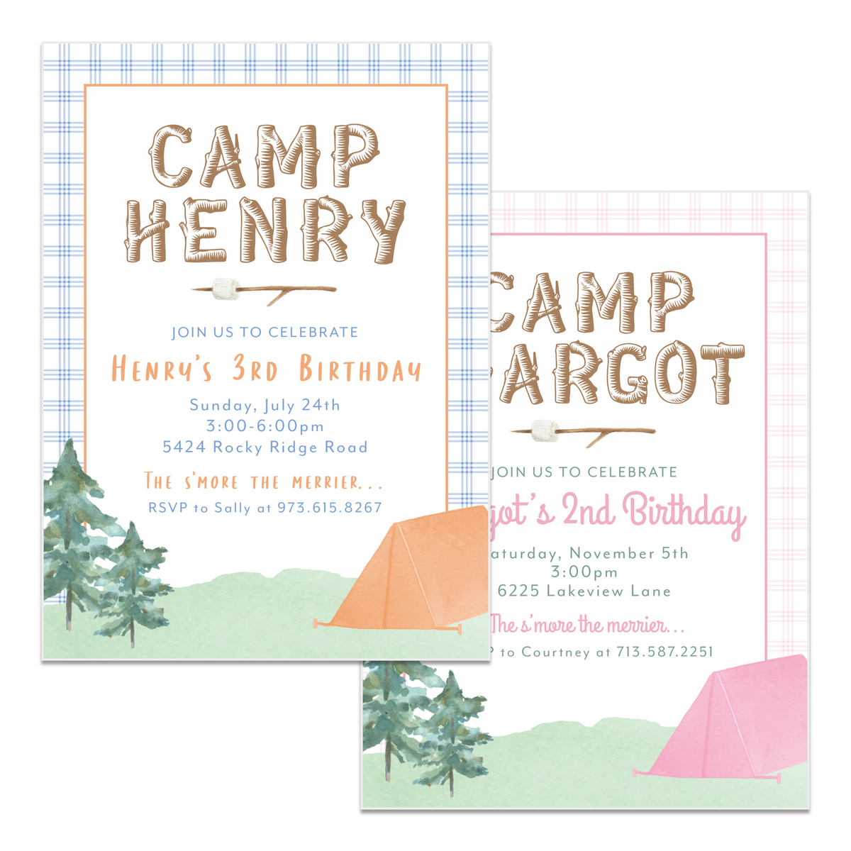 Camp Birthday Invitations