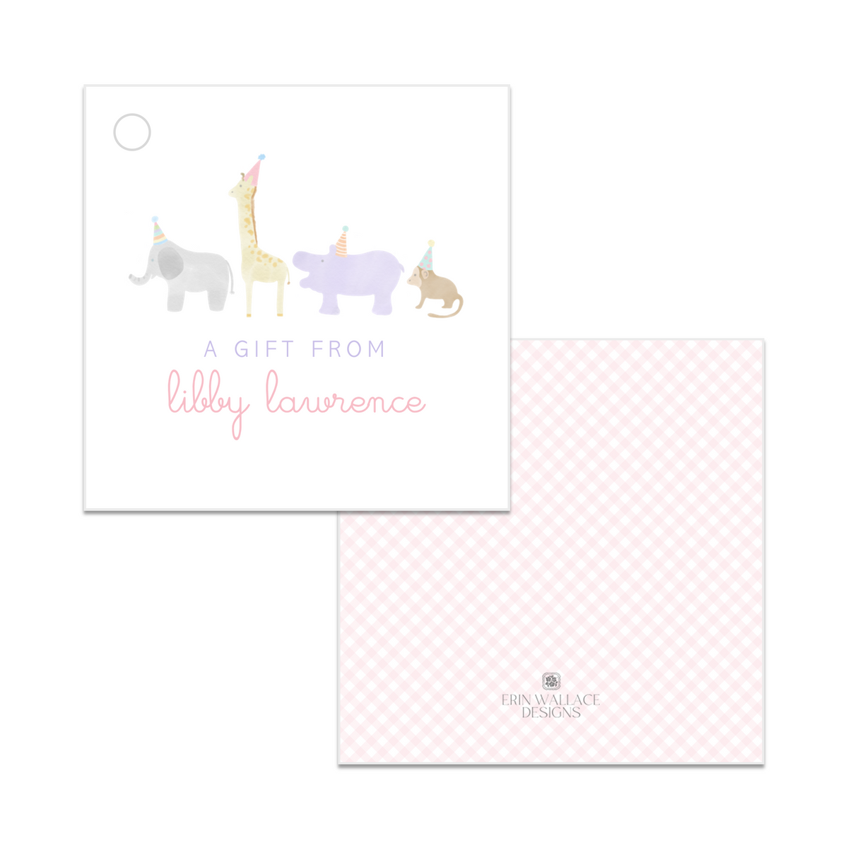 Girls Animal Parade Enclosure Cards or Gift Tags