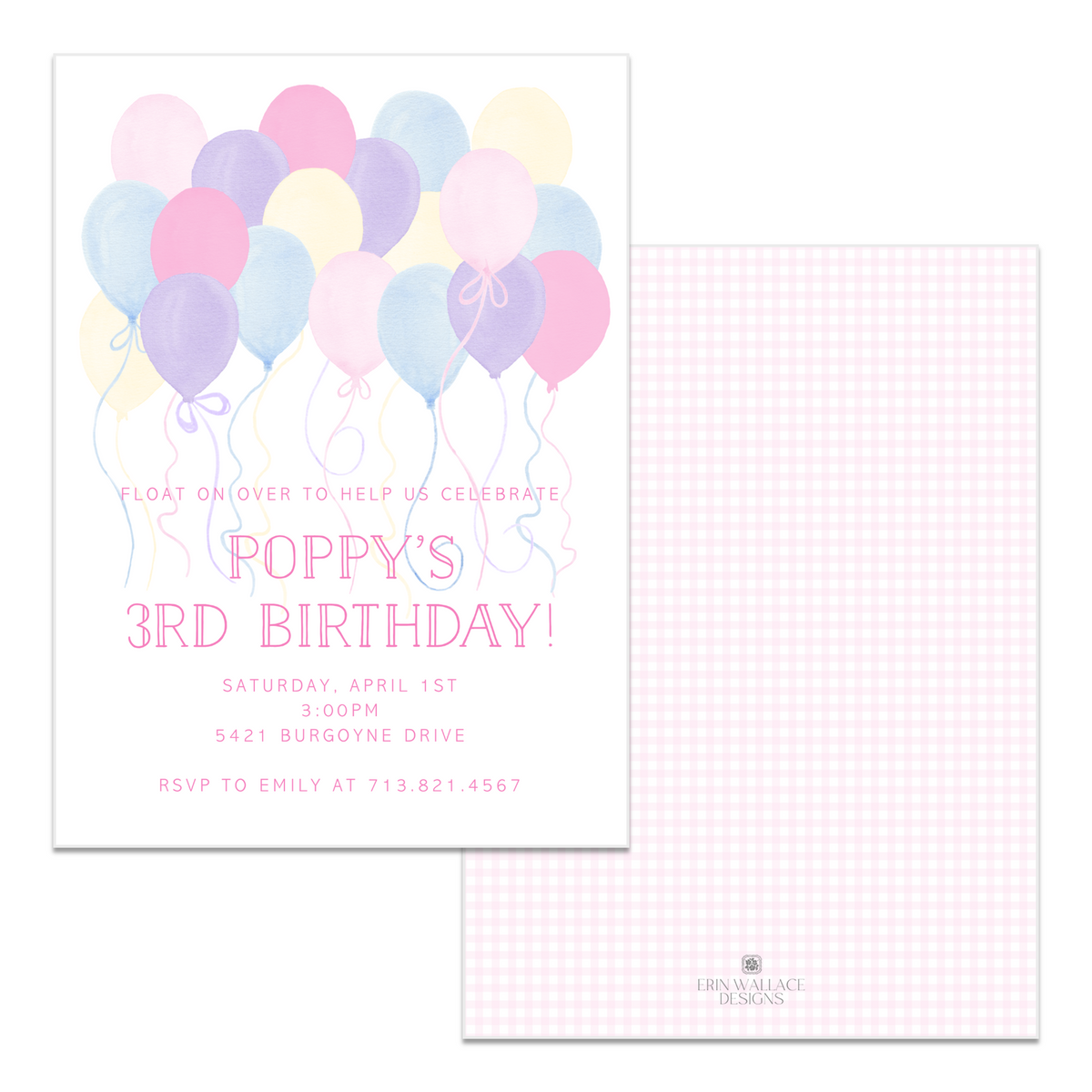 Pastel Balloons Birthday Invitations