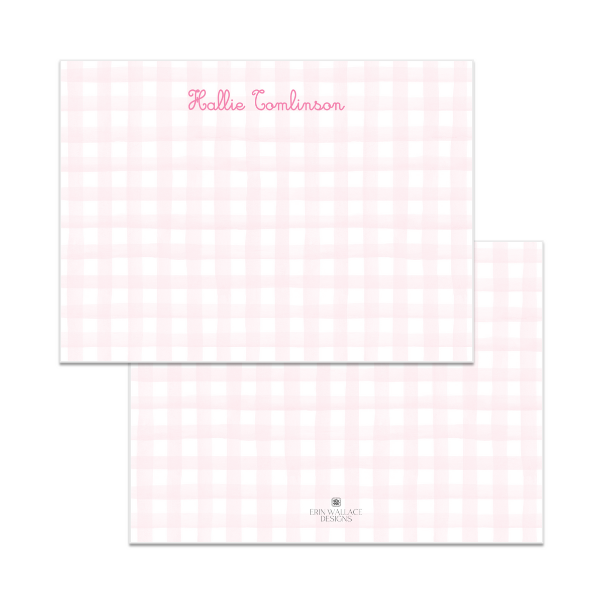 Watercolor Gingham Note Cards